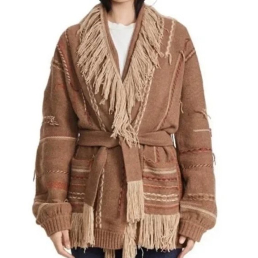 Misa Los Angeles Boho Isabella Cardigan - Camel Combo - Medium